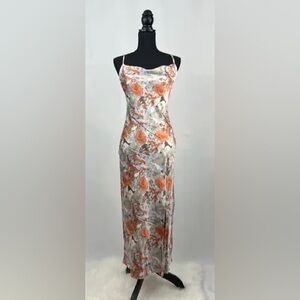 Floral silk slip midi dress